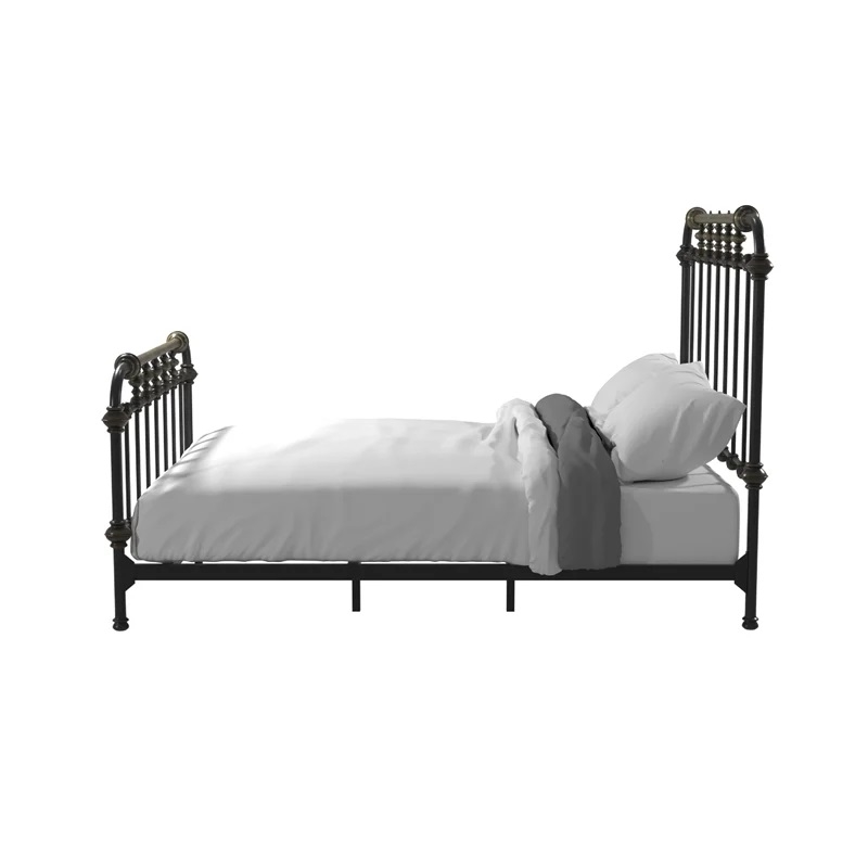 Bowery Hill King Size Spindle Bed in Metal in Black - Easy Assembly