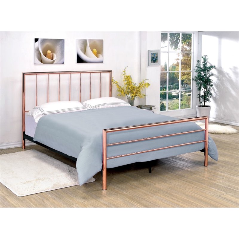 Bowery Hill Twin Metal Slat Bed in Rose Gold - BH-1446006