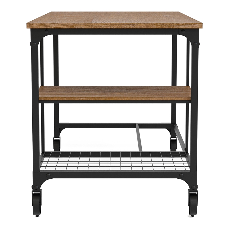 Bowery Hill Transitional Metal Computer Desk with Casters in Antique Black