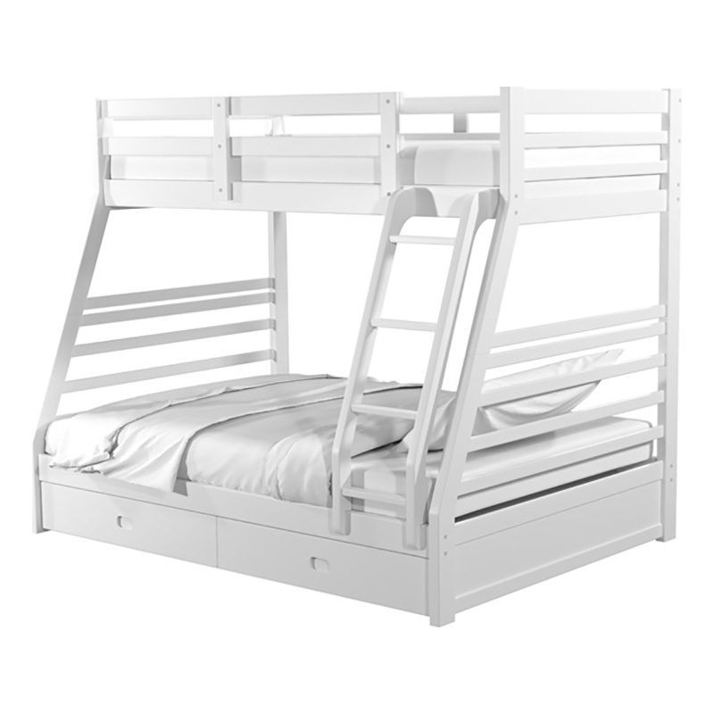 Bowery Hill Transitional Solid Wood Twin Over Full Bunk Bed in White