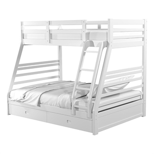 Bowery Hill Solid Wood White Bunk Bed Twin Over Full Unassembled