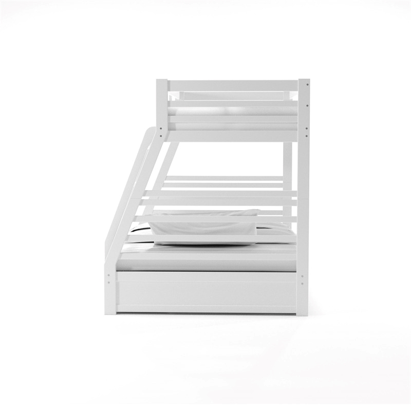 Bowery Hill Transitional Solid Wood Twin Over Full Bunk Bed in White