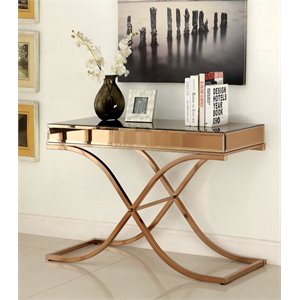 bowery hill mirrored console table in copper