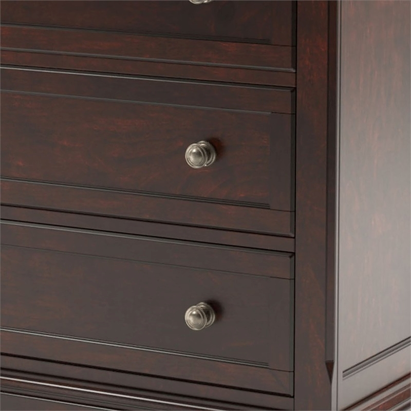 Bowery Hill 5 Drawers Transitional Wood Chest in Dark Cherry