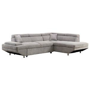 bowery hill flannelette sleeper convertible sectional with chaise in gray