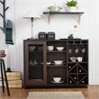 Bowery Hill Wine Rack Buffet with Casters in Walnut