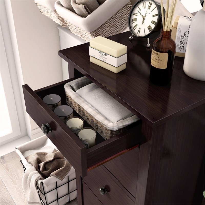 Bowery Hill Transitional 5-Drawer Solid Wood Lingerie Dresser Chest in Espresso