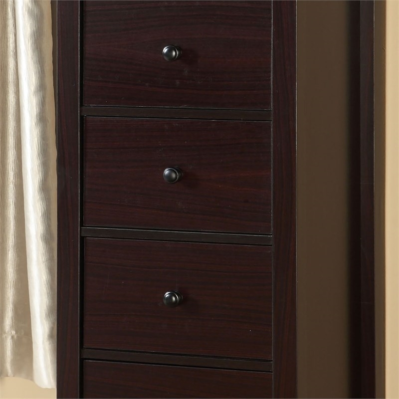 Bowery Hill Transitional 5-Drawer Solid Wood Lingerie Dresser Chest in Espresso