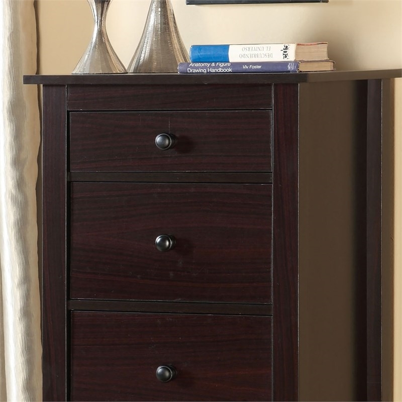 Bowery Hill Transitional 5-Drawer Solid Wood Lingerie Dresser Chest in Espresso