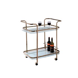 bowery hill glass bar cart in champagne