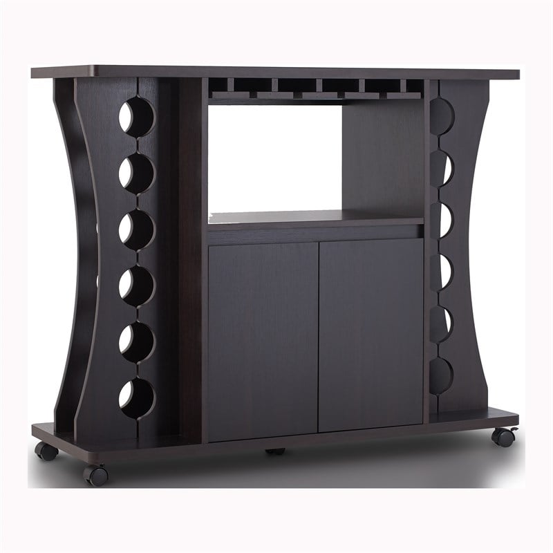 Bowery Hill Wine Rack with Casters in Espresso