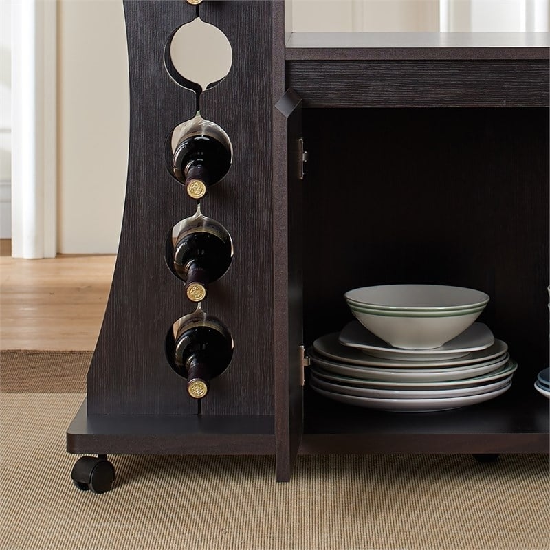 Bowery Hill Wine Rack with Casters in Espresso