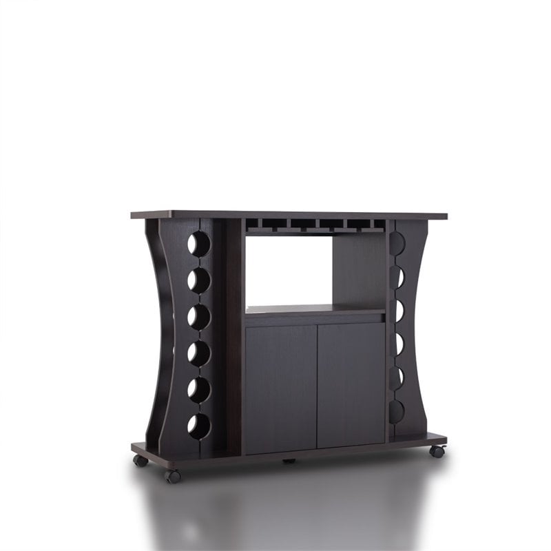 Bowery Hill Wine Rack with Casters in Espresso