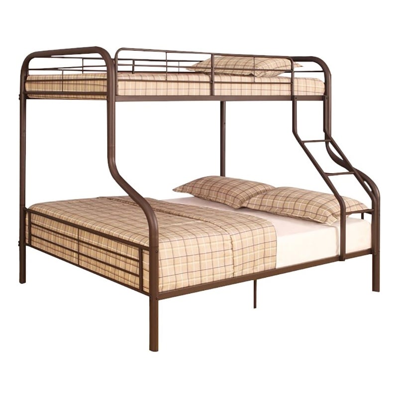 Bowery Hill Contemporary Metal Twin Over Full Bunk Bed in Sandy Black
