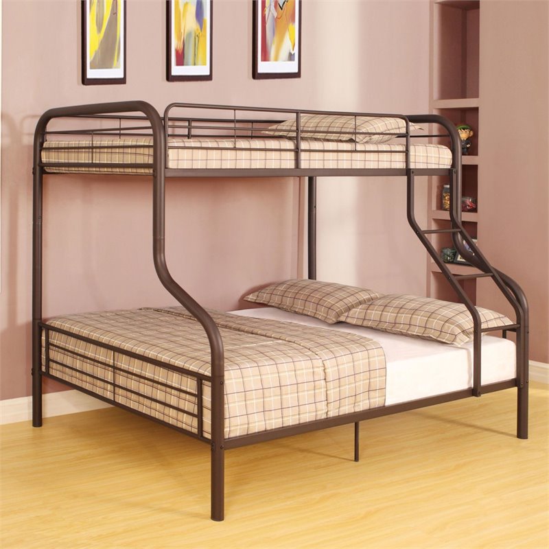 Bowery Hill Contemporary Metal Twin Over Full Bunk Bed in Sandy Black