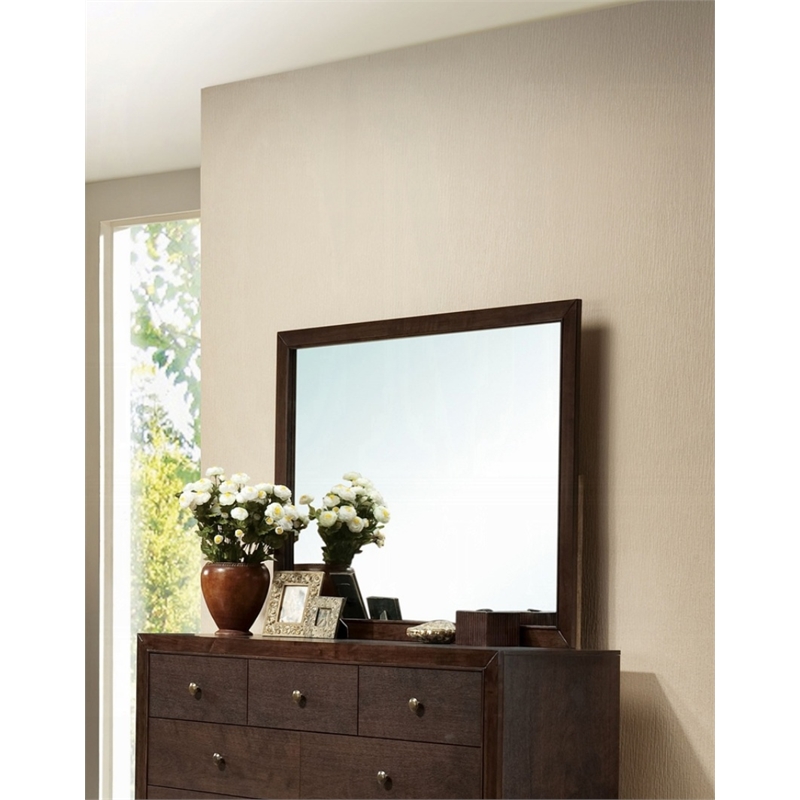 Bowery Hill Rectangular Wood Frame Bedroom Mirror in Espresso