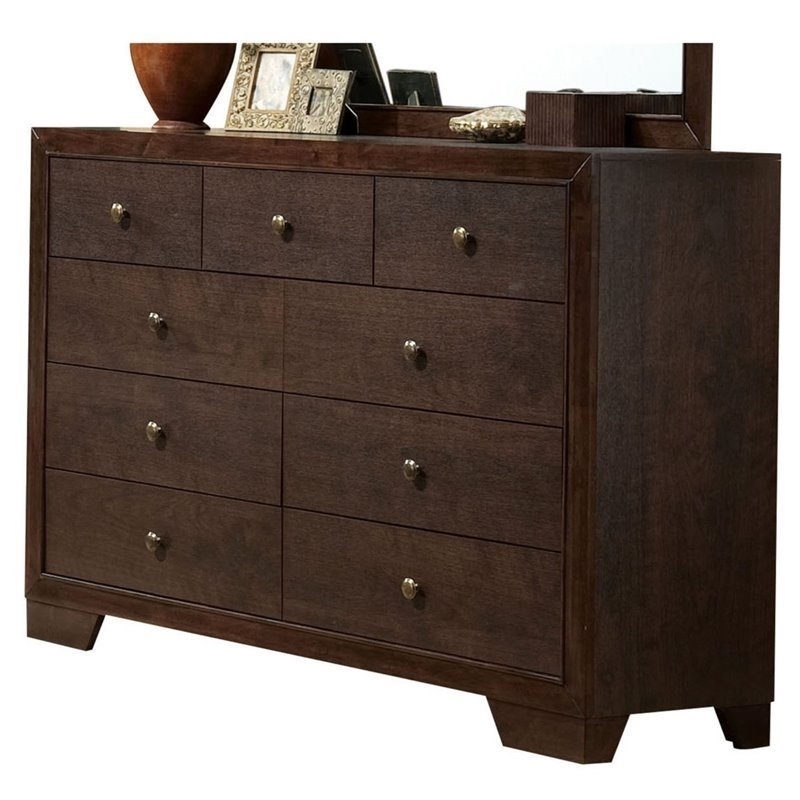 Bowery Hill 9-Drawer Transitional Wood Horizontal Dresser in Espresso