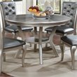 Bowery Hill Transitional Round Wood Dining Table in Silver