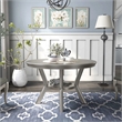 Bowery Hill Transitional Round Wood Dining Table in Silver