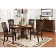 Bowery Hill Faux Leather Brown Cherry Side Chair Rectangular Turned Legs 41
