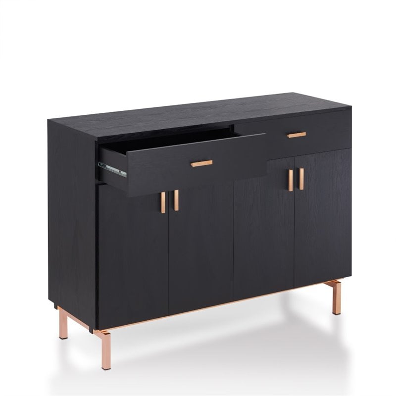 Bowery Hill Modern 2 Drawer Wood Buffet Table in Black