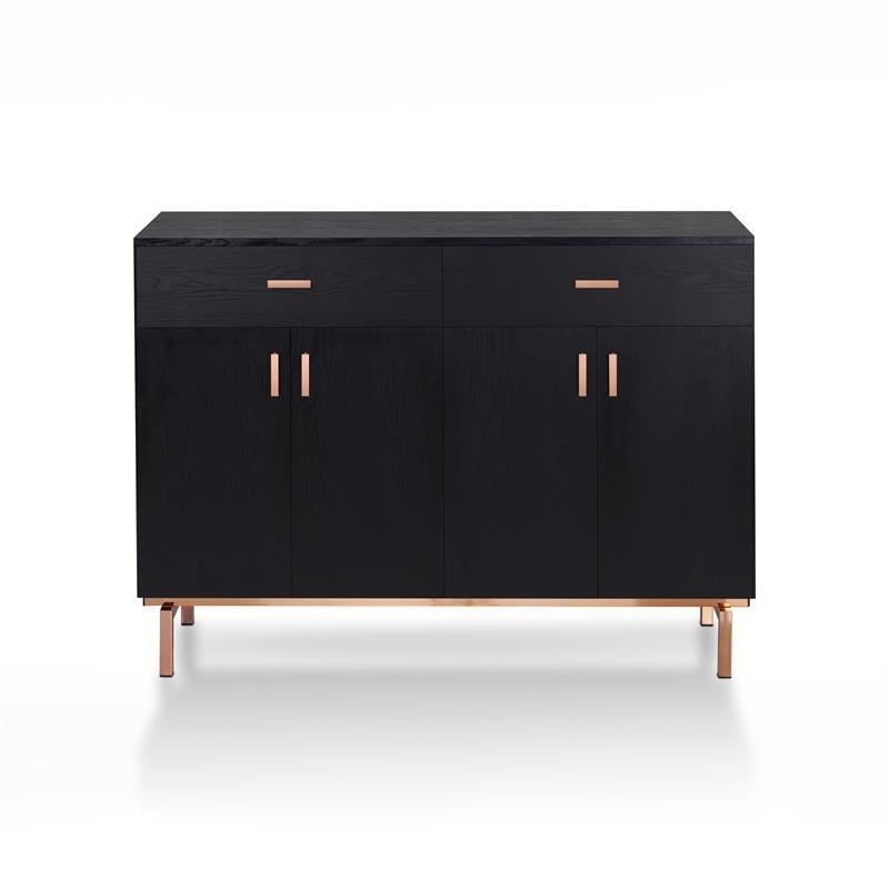 Bowery Hill Modern 2 Drawer Wood Buffet Table in Black