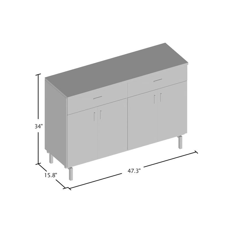 Bowery Hill Modern 2 Drawer Wood Buffet Table in Black