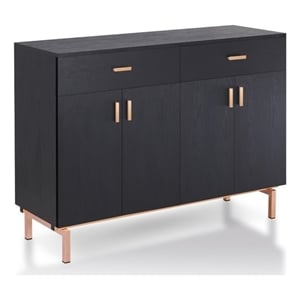 Bowery Hill Modern 2 Drawer Wood Buffet Table in Black