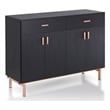 Bowery Hill Modern 2 Drawer Wood Buffet Table in Black