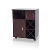 Bowery Hill Engineered Wood Multi-Storage Mobile Wine Bar Cabinet in Espresso