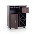 Bowery Hill Engineered Wood Multi-Storage Mobile Wine Bar Cabinet in Espresso