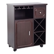 Bowery Hill Engineered Wood Multi-Storage Mobile Wine Bar Cabinet in Espresso