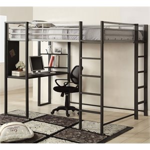 bowery hill full loft bed in silver and gun metal