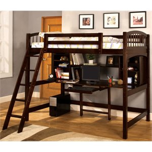 bowery hill workstation twin loft bed in espresso