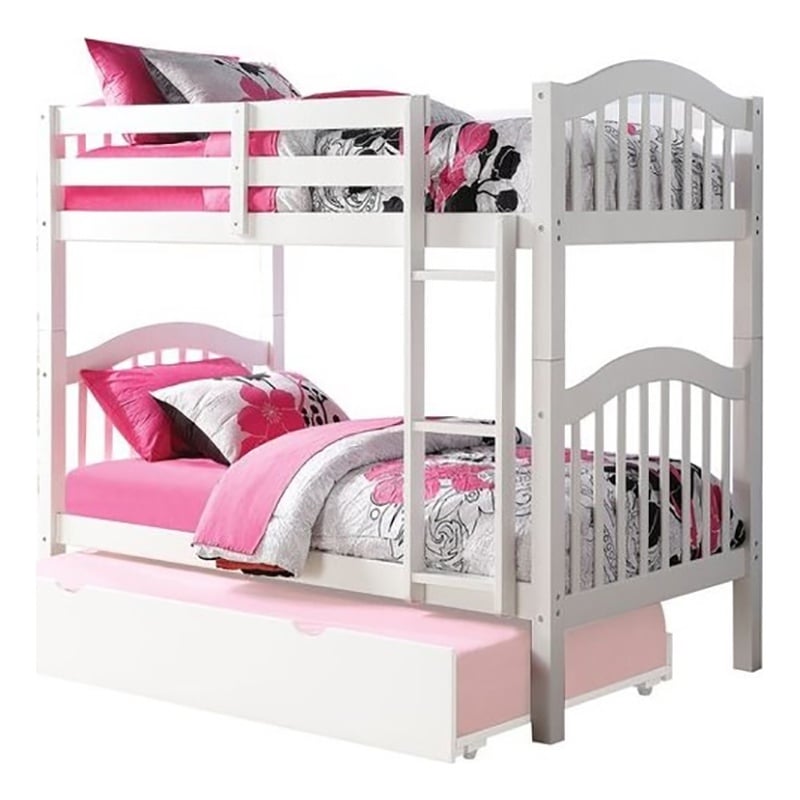 Bowery Hill Transitional Plywood Twin Over Twin Bunk Bed in White