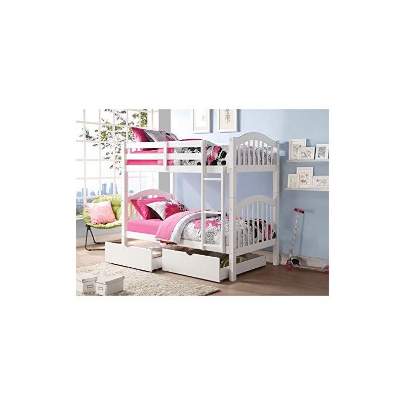 Bowery Hill Transitional Plywood Twin Over Twin Bunk Bed in White