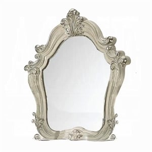 Bowery Hill Arched Top Wood Frame Bedroom Mirror in Bone White
