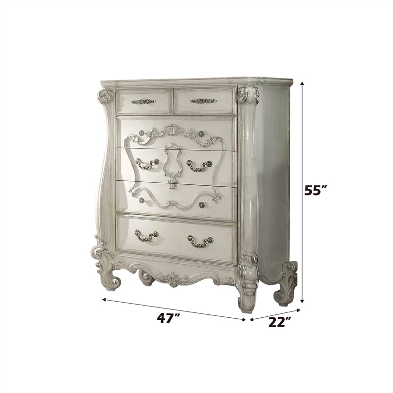 Bowery Hill 5 Drawer Chest in Bone and White