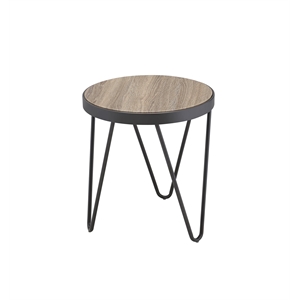 Bowery Hill Contemporary Metal End Table in Weathered Gray Oak