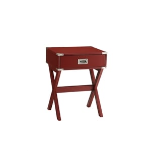 Bowery Hill 1 Drawer Square Contemporary Wood End Table in Red