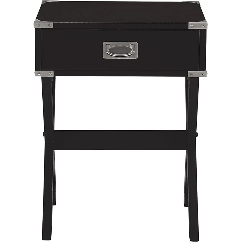 Bowery Hill 1-Drawer Wood Square End Table in Black