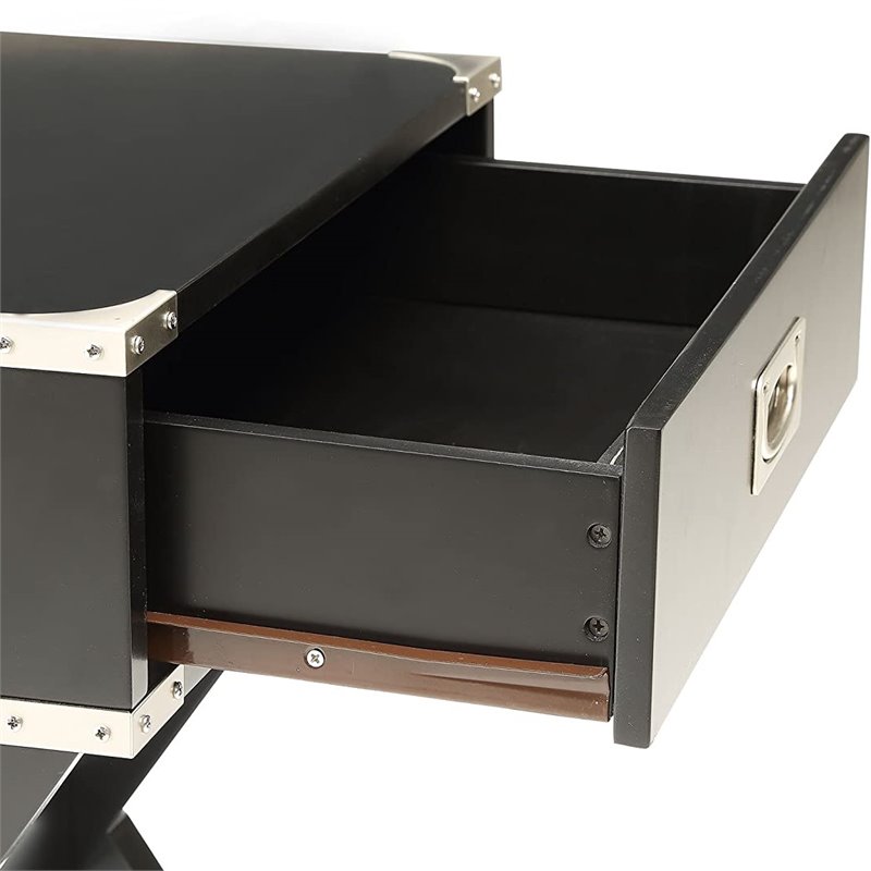 Bowery Hill 1-Drawer Wood Square End Table in Black