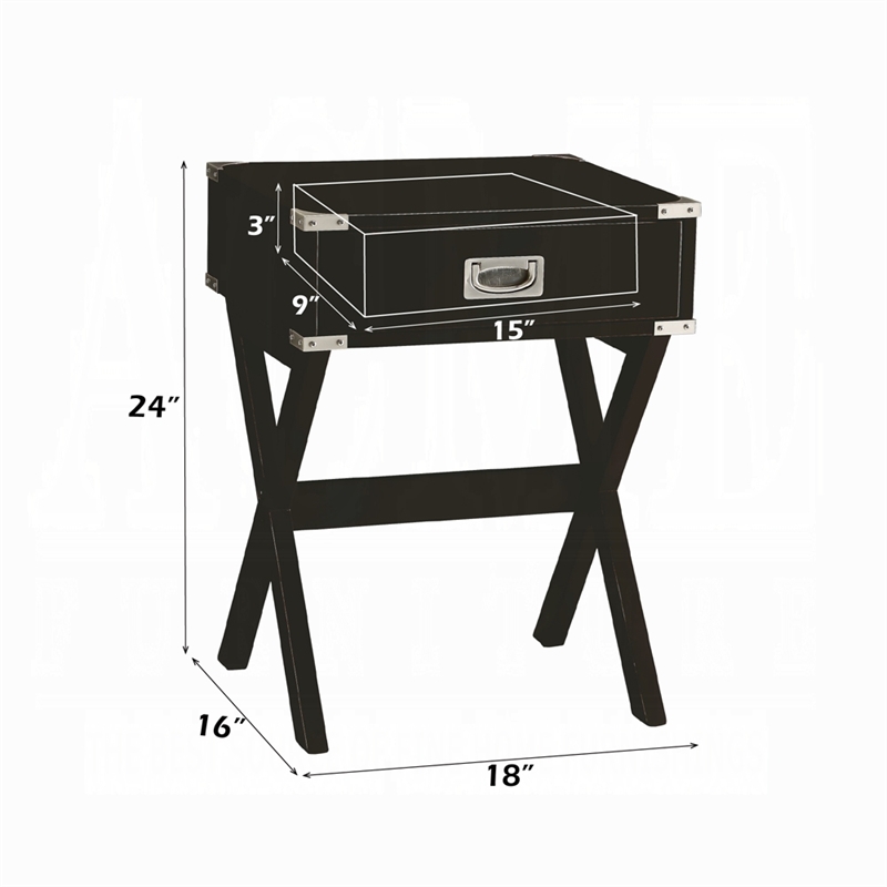 Bowery Hill 1-Drawer Wood Square End Table in Black