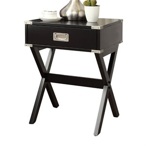 Bowery Hill 1-Drawer Wood Square End Table in Black