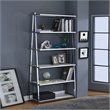 Bowery Hill Leaning Bookcase in White High Gloss and Chrome