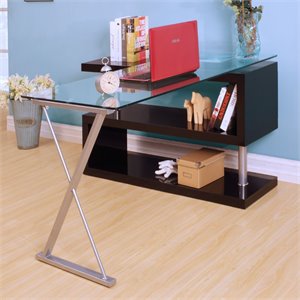 bowery hill glass top home office desk