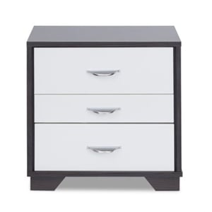 Bowery Hill 3 Drawer Nightstand in White and Black