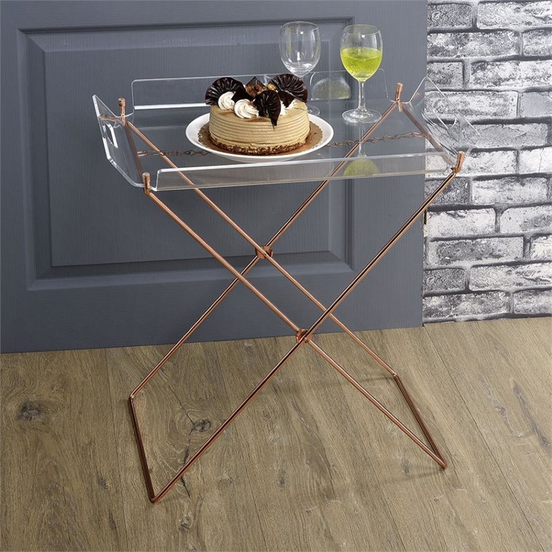 Bowery Hill Tray Table in Clear Acrylic and Copper