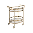 Bowery Hill Metal & Glass Serving Cart with Bottom Shelf in Brushed Bronze