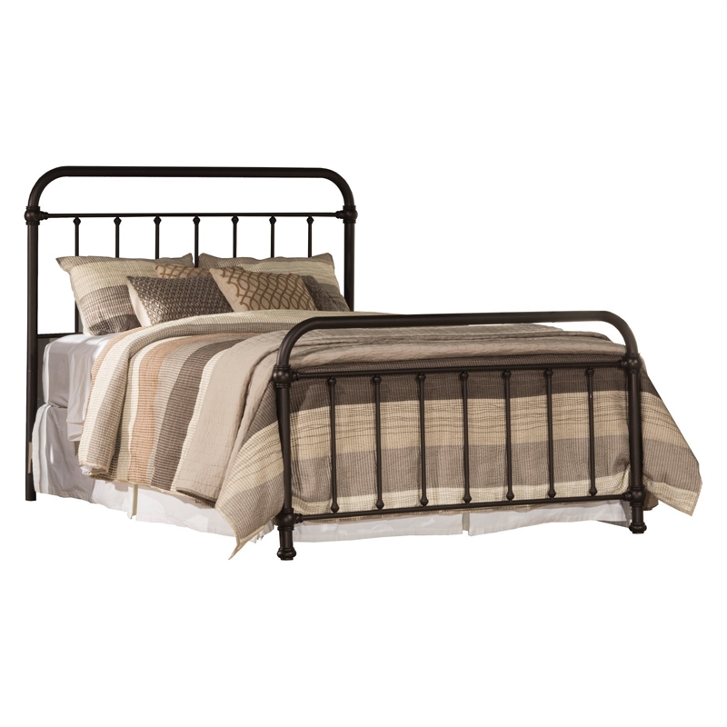 Bowery Hill Farmhouse Metal Queen Spindle Panel Bed in Bronze